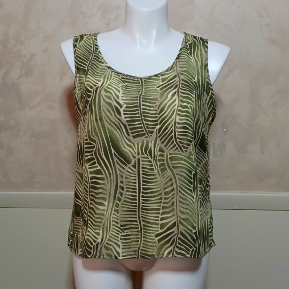 Palm Leaf Sheer Tank Top Size Large